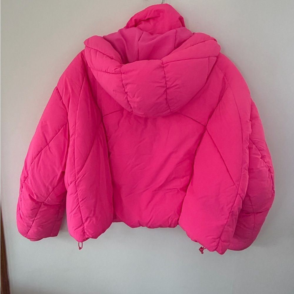 Zara Hot Pink Hooded Puffer Jacket - Picture 8 of 10